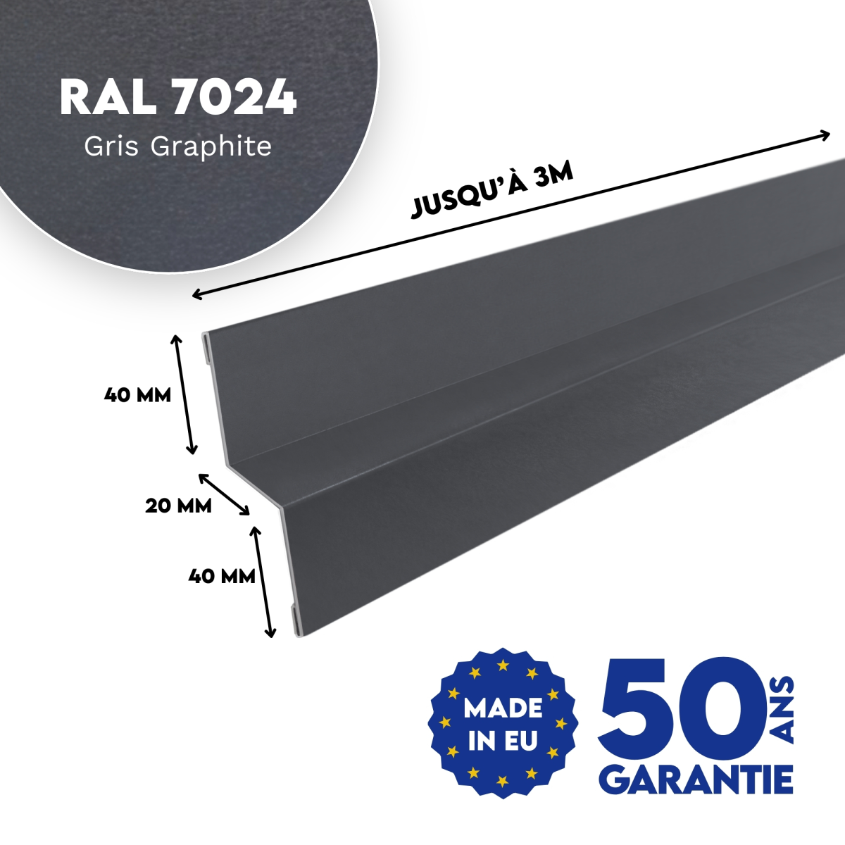 Bavette de rejet d'eau Gris Graphite mat