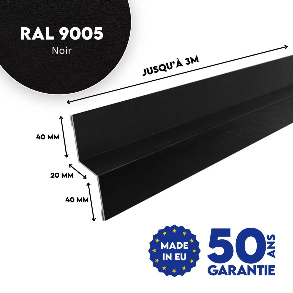 Bavette de rejet d'eau Noir mat