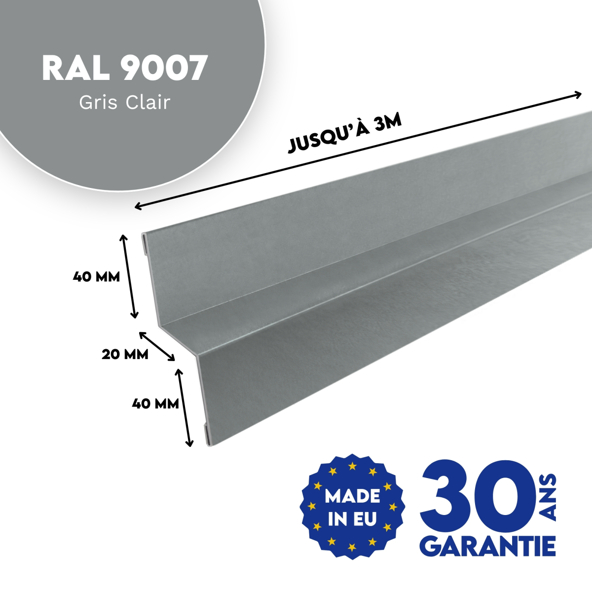 Bavette de rejet d'eau Gris Clair brillant