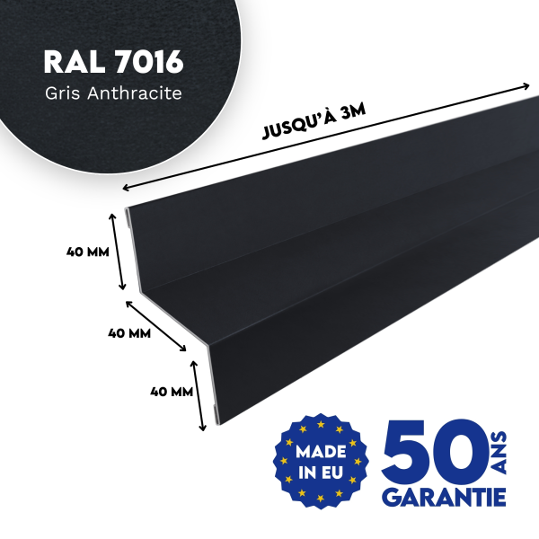 Bavette de rejet d'eau Gris Anthracite mat - modèle large - 2
