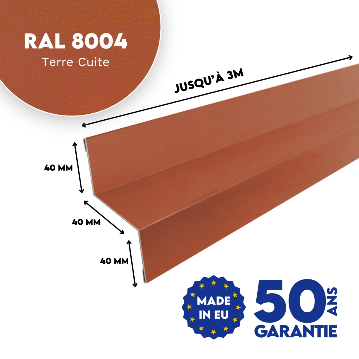 Bavette de rejet d'eau Terre Cuite mat - modèle large