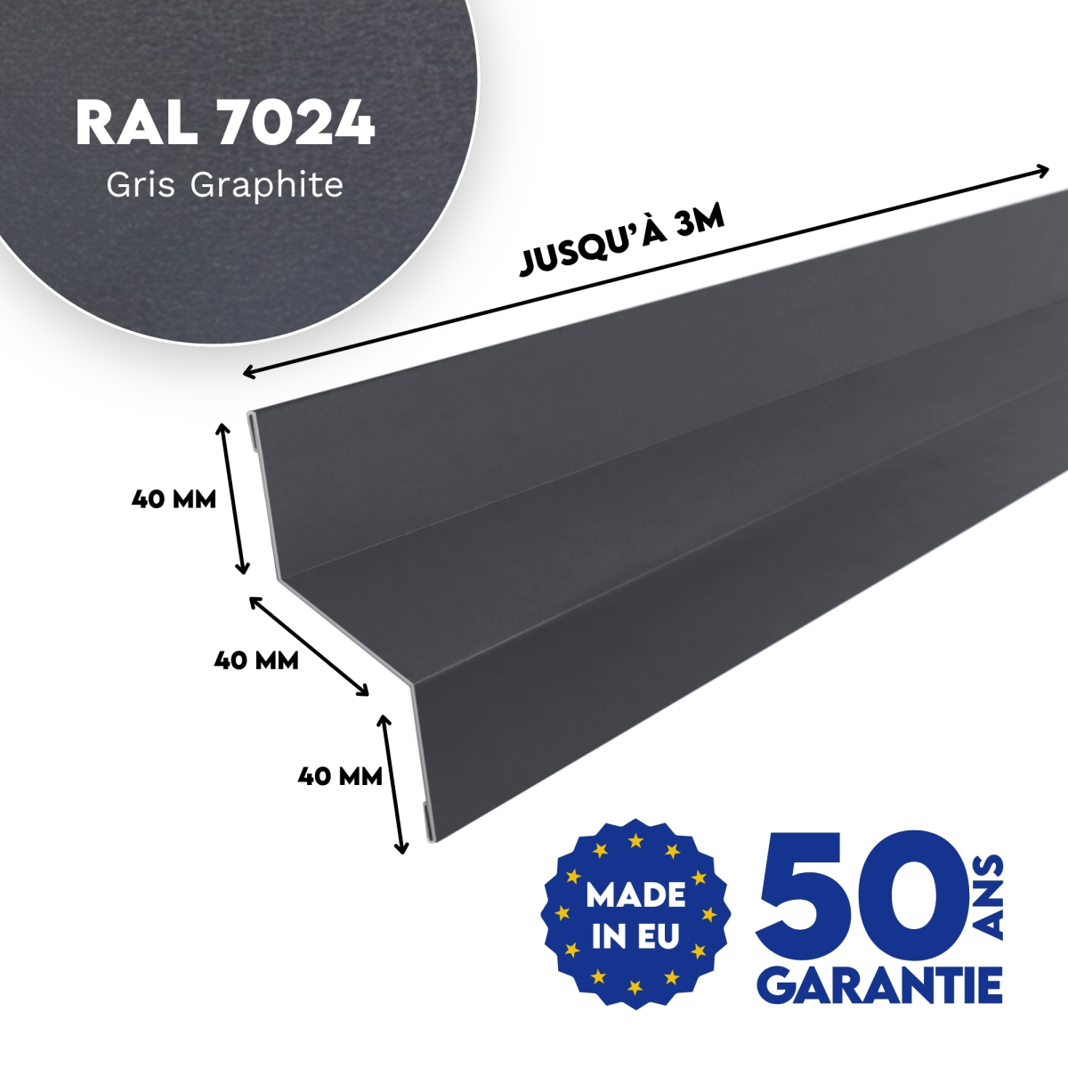Bavette de rejet d'eau Gris Graphite mat - modèle large
