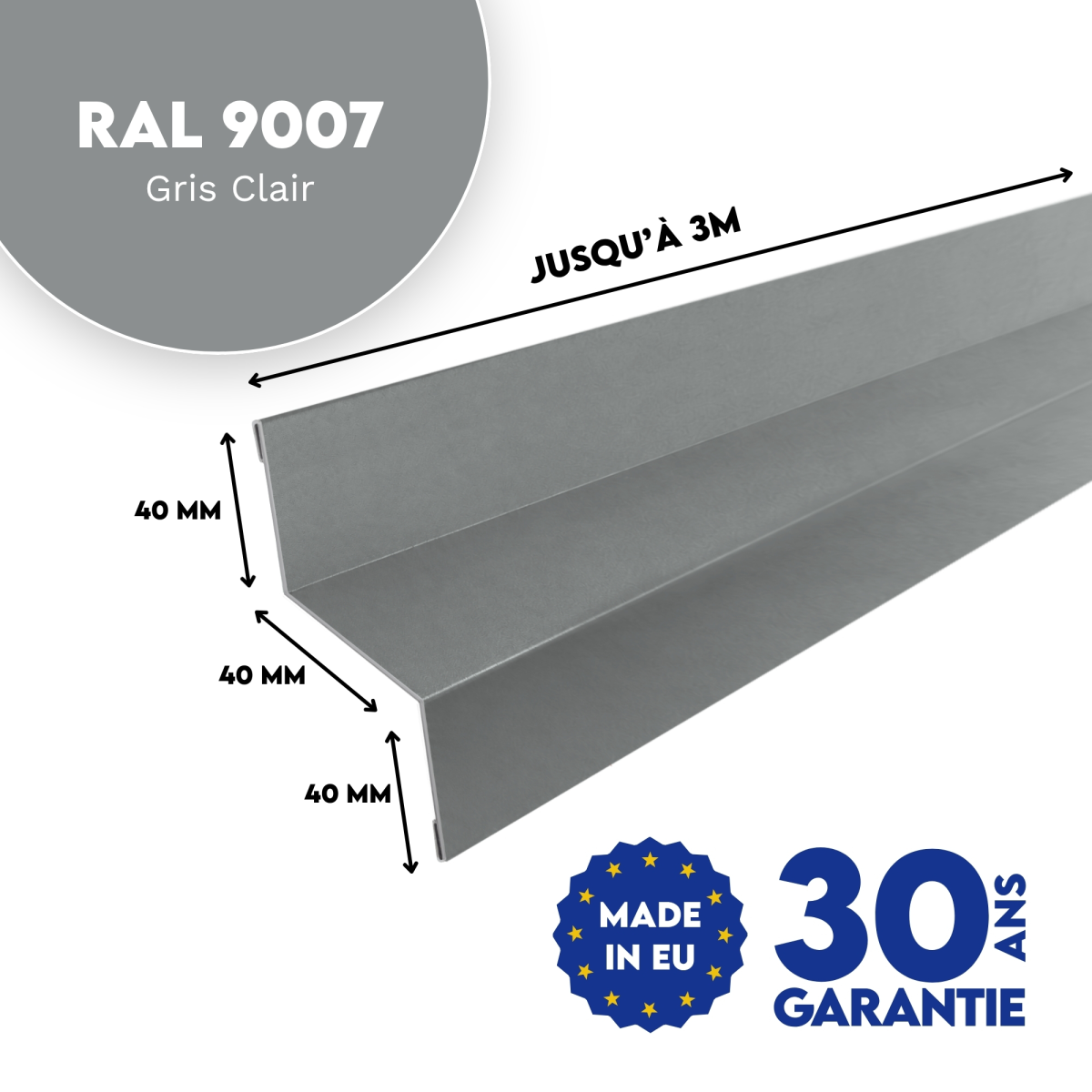 Bavette de rejet d'eau Gris Clair brillant - modèle large