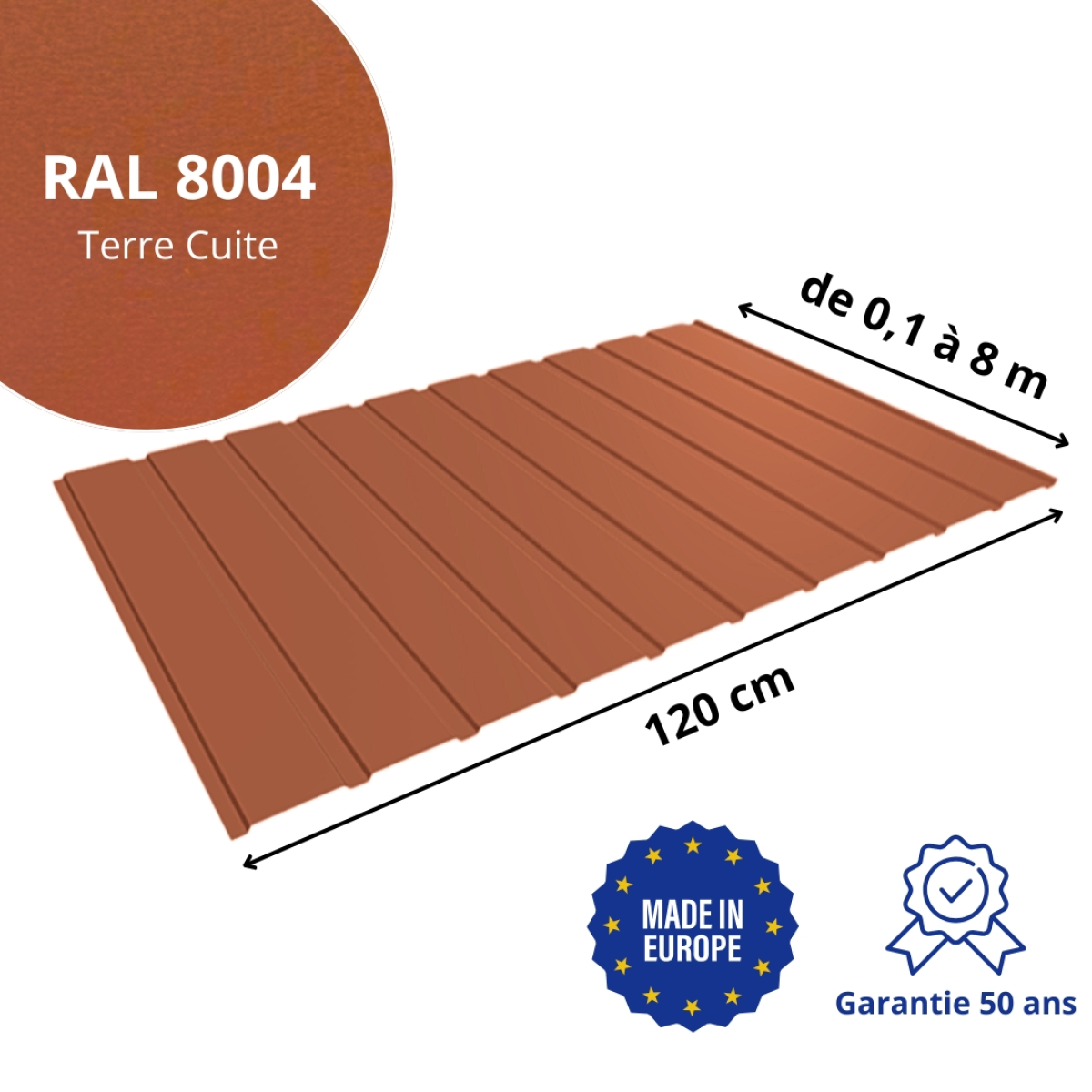 Panneau de Bardage bac acier Plano Terre Cuite mat
