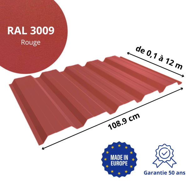 Tôle de bardage bac acier Alto Rouge mat - 2