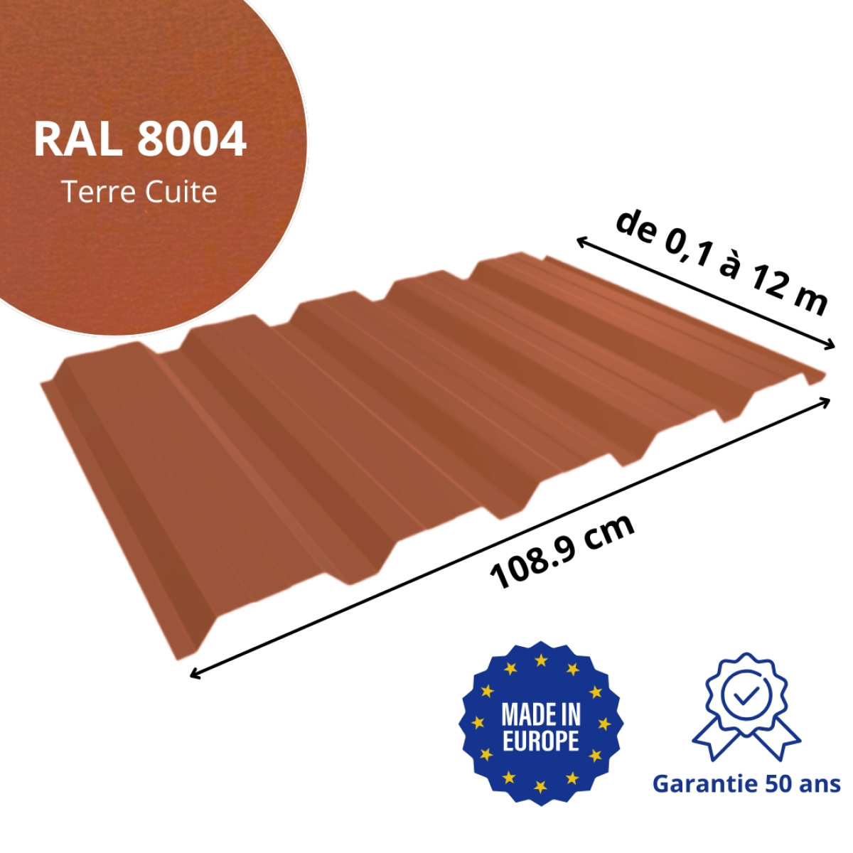 Tôle de bardage bac acier Alto Terre Cuite mat