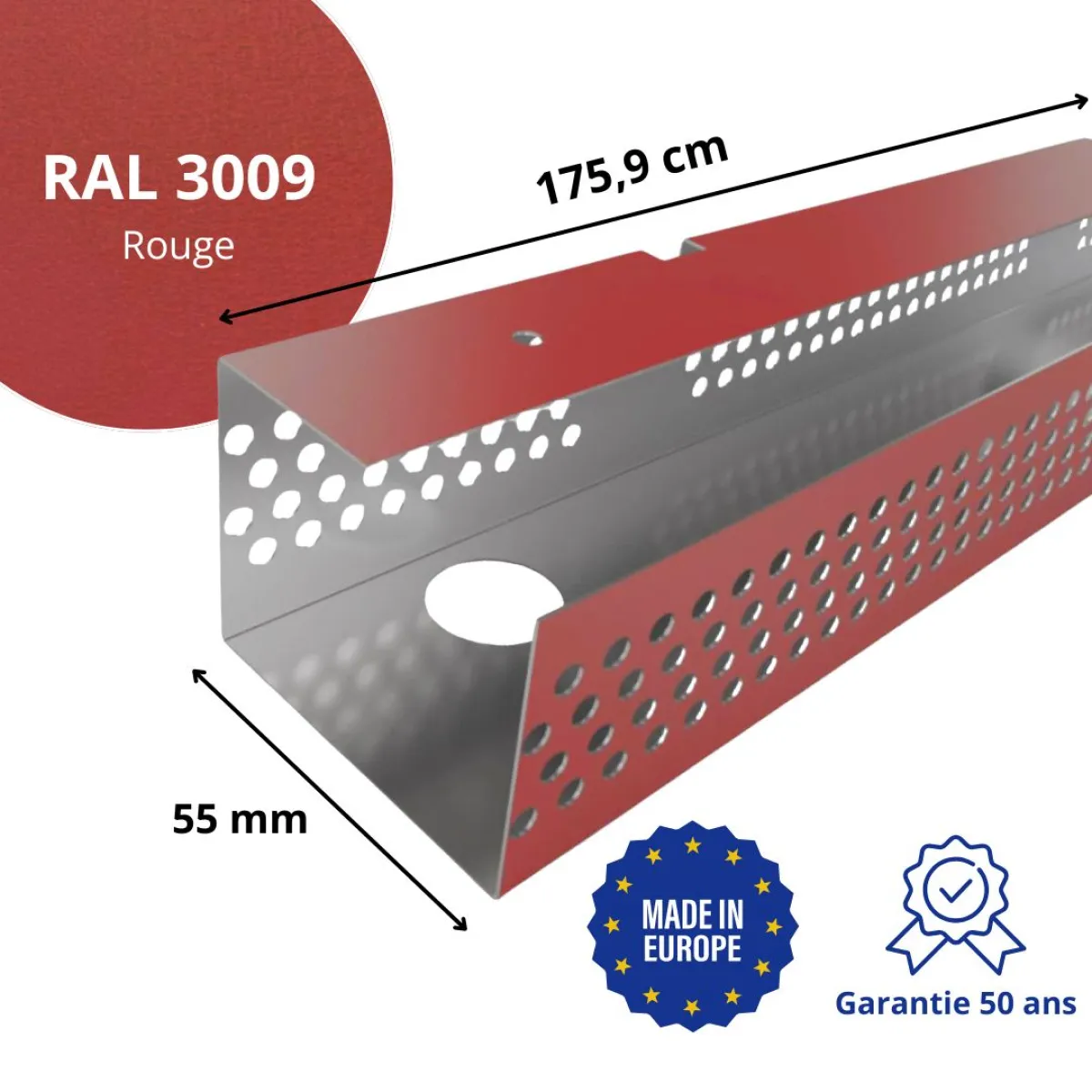 Profil de ventilation pour faîtage de toiture Savanna Rouge mat