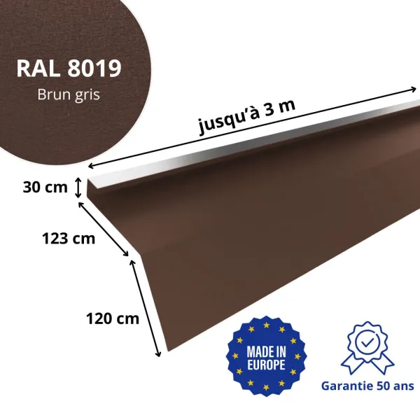 Tôle de gouttière avec surplomb pour toiture Savanna Brun Gris mat - 2