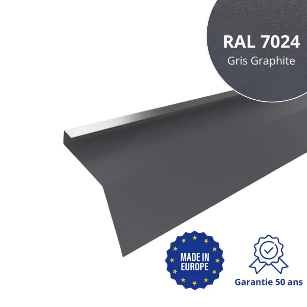 Tôle de gouttière avec surplomb pour toiture Savanna Gris Graphite mat - 1