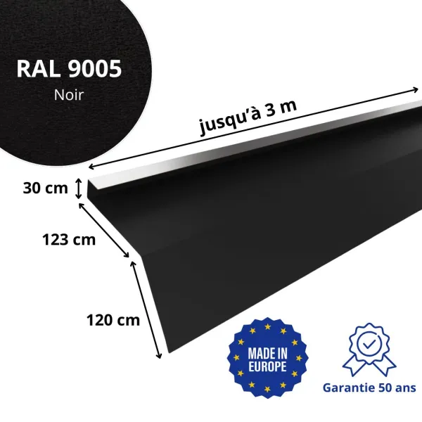 Tôle de gouttière avec surplomb pour toiture Savanna Noir mat - 2