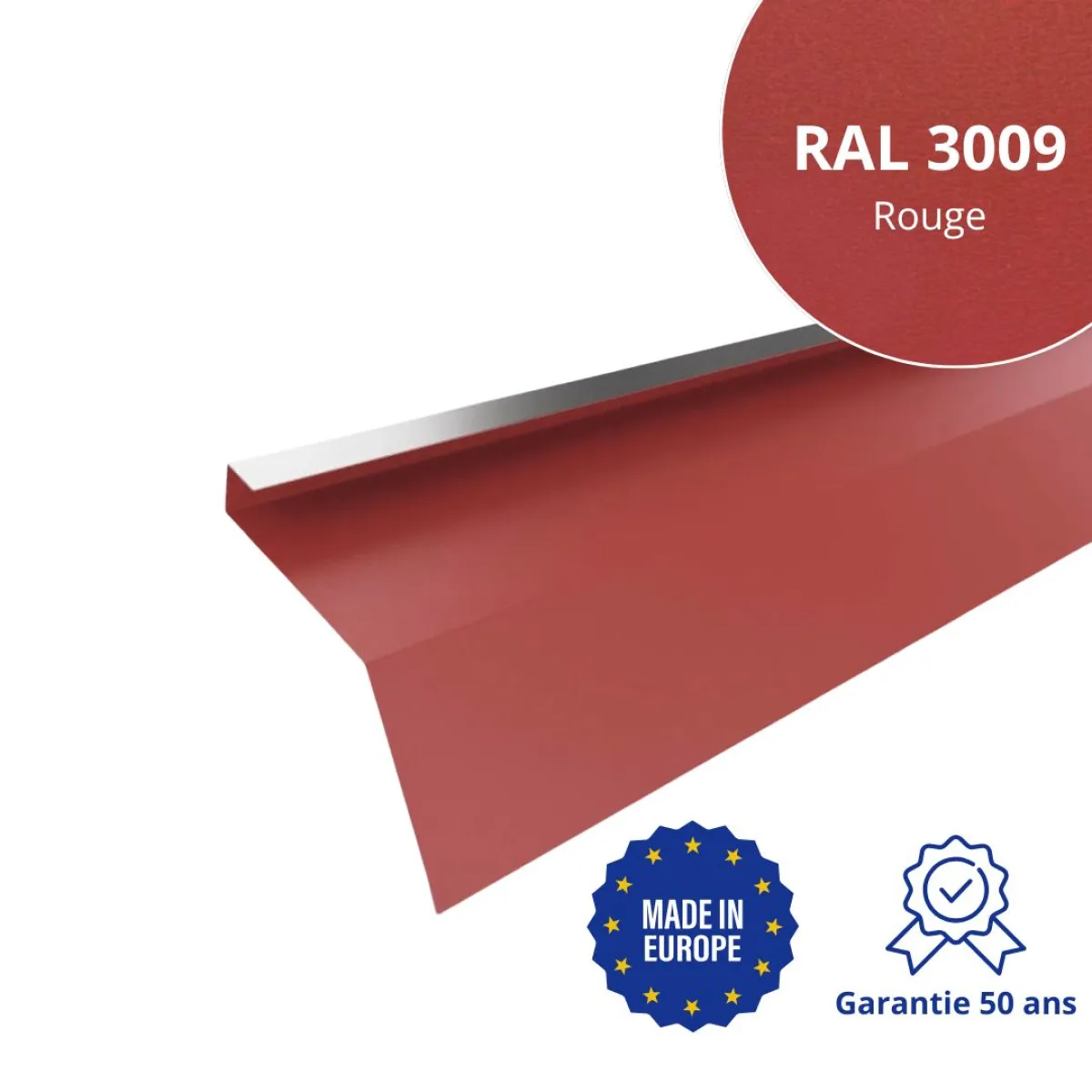 Tôle de gouttière avec surplomb pour toiture Savanna Rouge mat