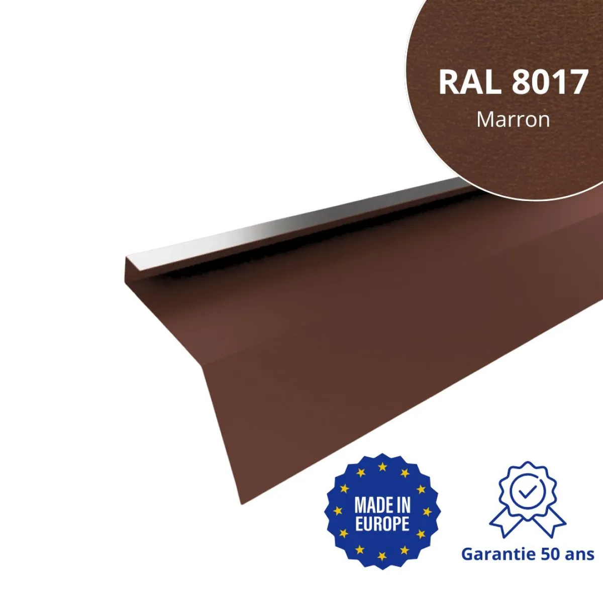 Tôle de gouttière avec surplomb pour toiture Savanna Marron mat