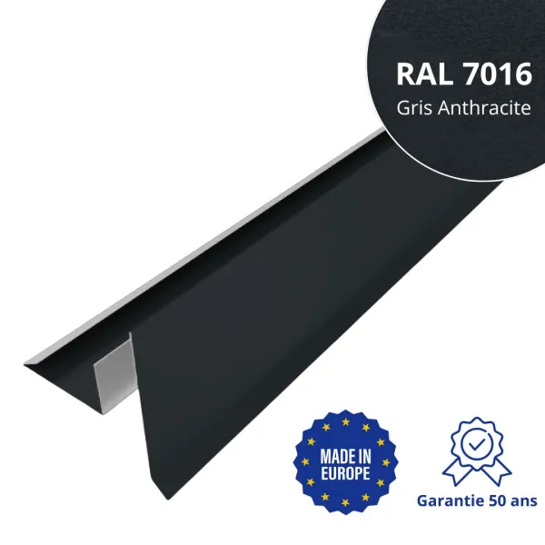 Tôle de rive avec rainure pour toiture Savanna Gris Anthracite mat - 1