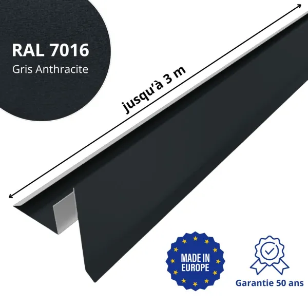 Tôle de rive avec rainure pour toiture Savanna Gris Anthracite mat - 2