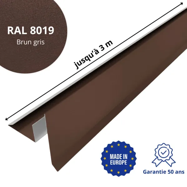 Tôle de rive avec rainure pour toiture Savanna Brun Gris mat - 2