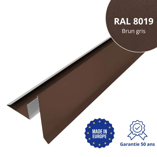 Tôle de rive avec rainure pour toiture Savanna Brun Gris mat - 1