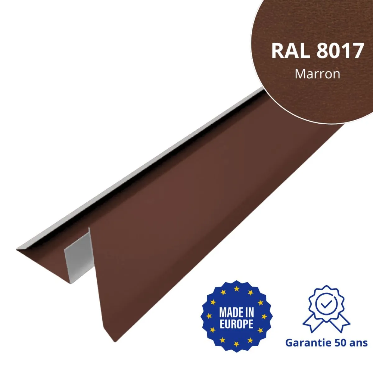 Tôle de rive avec rainure pour toiture Savanna Marron mat