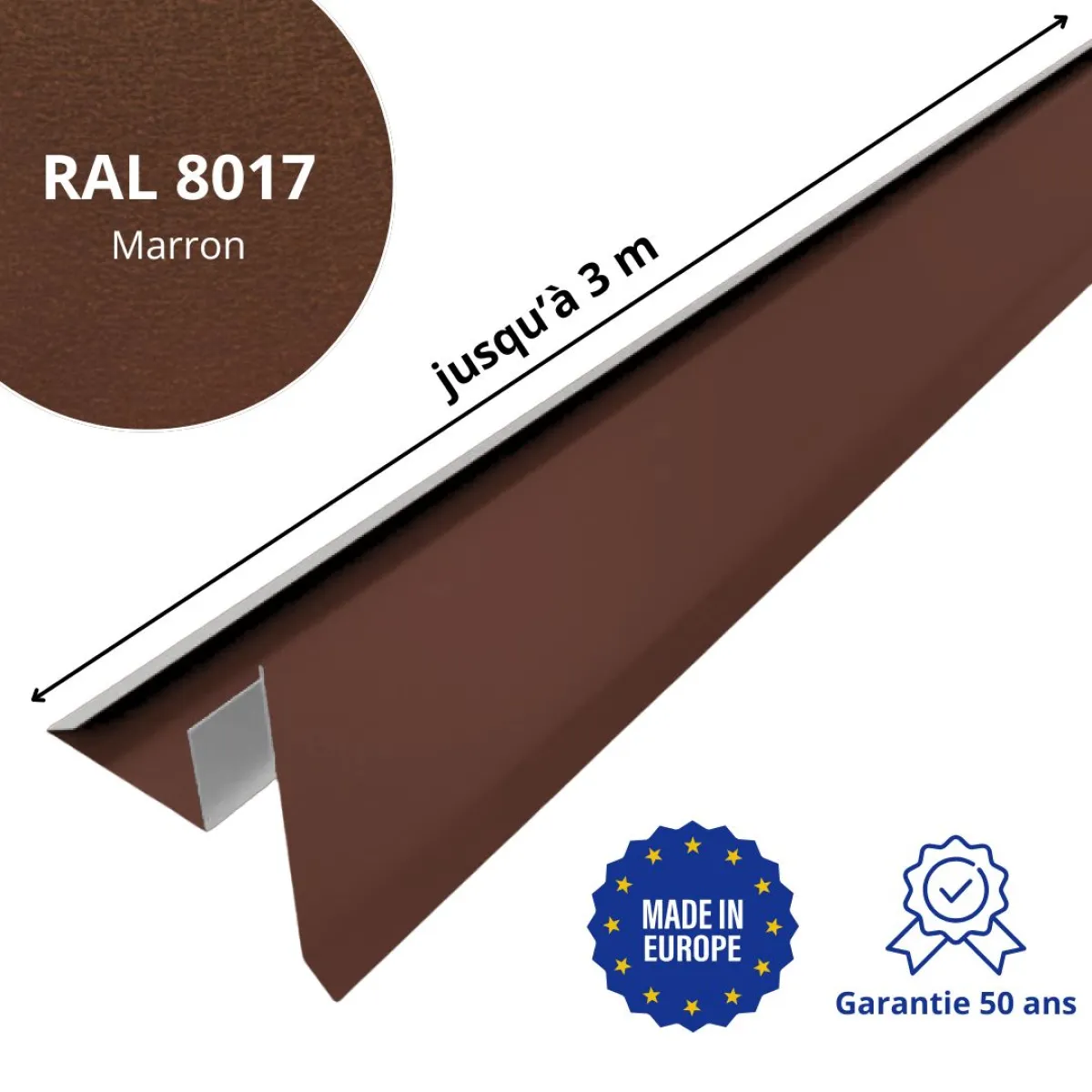 Tôle de rive avec rainure pour toiture Savanna Marron mat