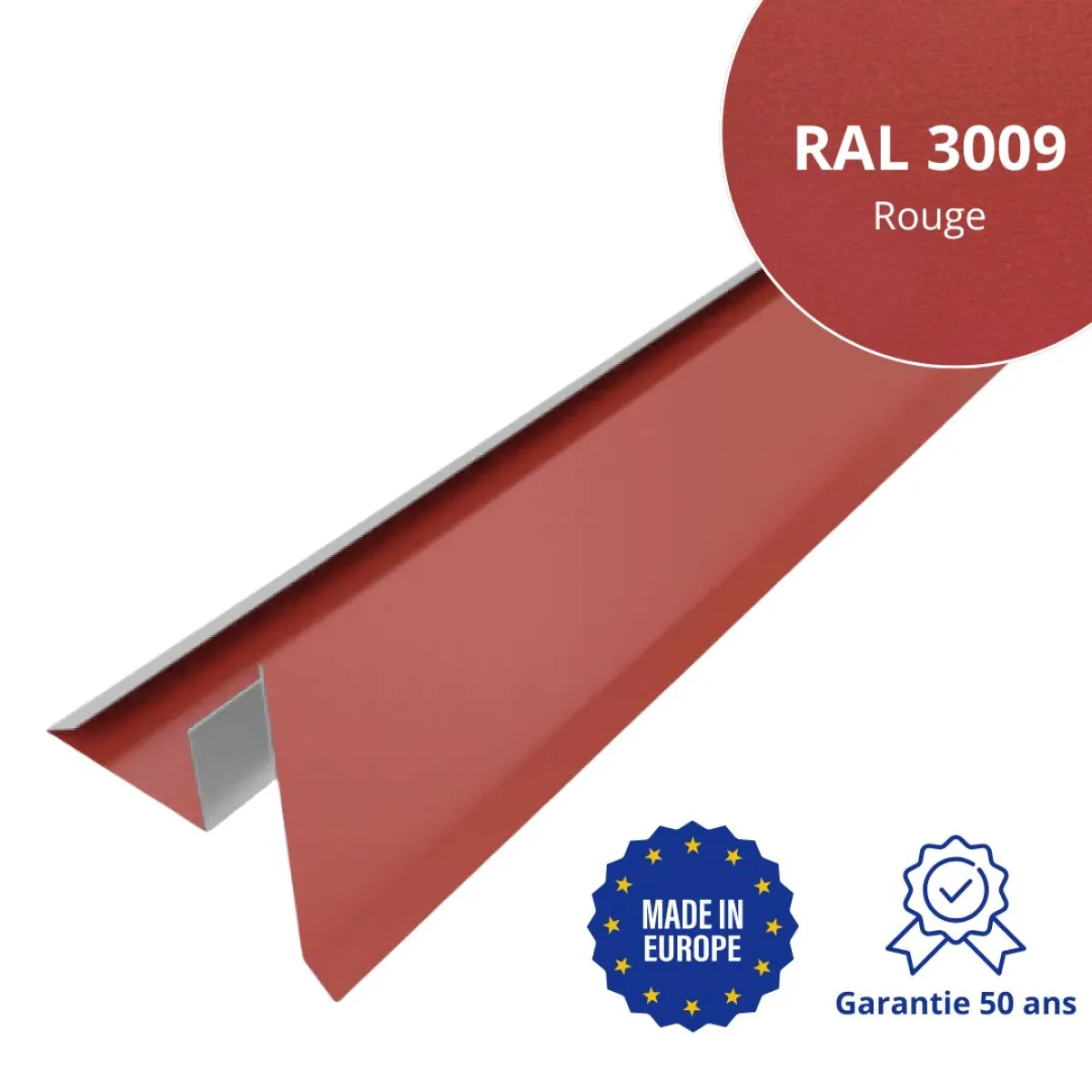 Tôle de rive avec rainure pour toiture Savanna Rouge mat