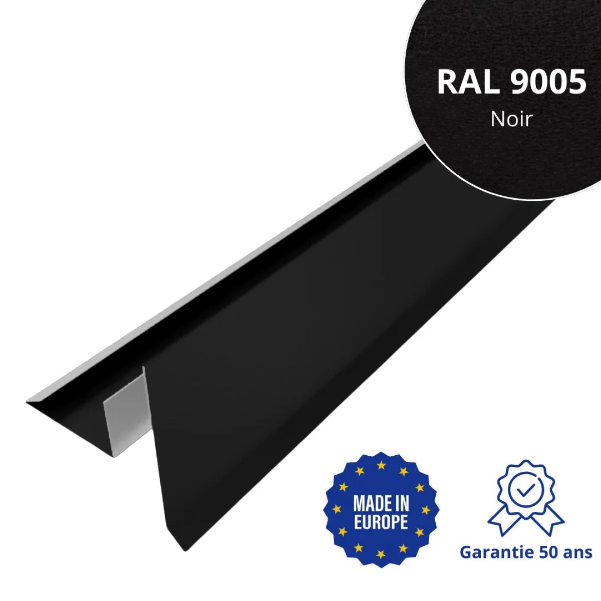 Tôle de rive avec rainure pour toiture Savanna Noir mat