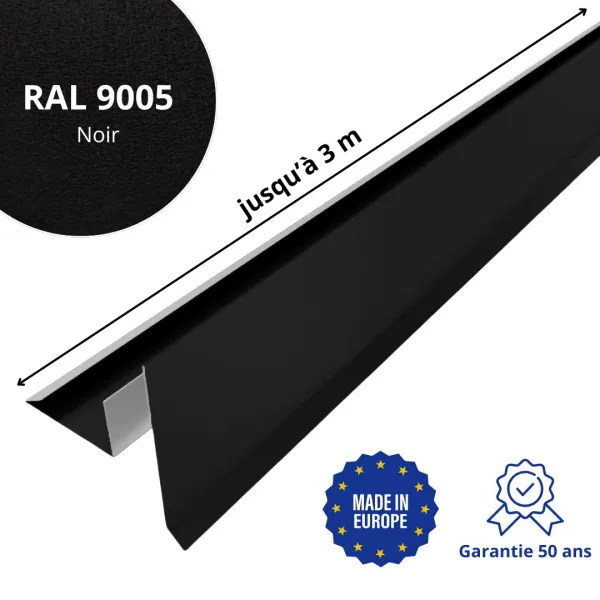 Tôle de rive avec rainure pour toiture Savanna Noir mat - 2