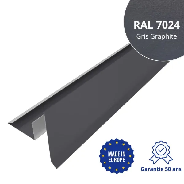 Tôle de rive avec rainure pour toiture Savanna Gris Graphite mat - 1