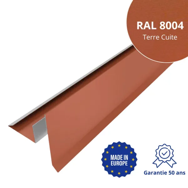 Tôle de rive avec rainure pour toiture Savanna Terre Cuite mat - 1