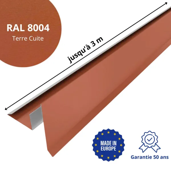 Tôle de rive avec rainure pour toiture Savanna Terre Cuite mat - 2