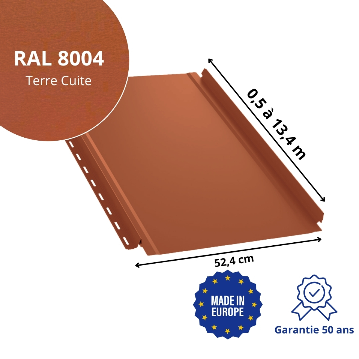 Joint debout Snap Lock Terre Cuite mat