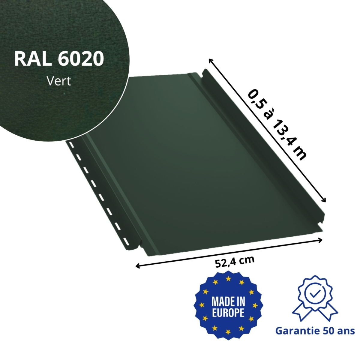 Joint debout Snap Lock Vert mat