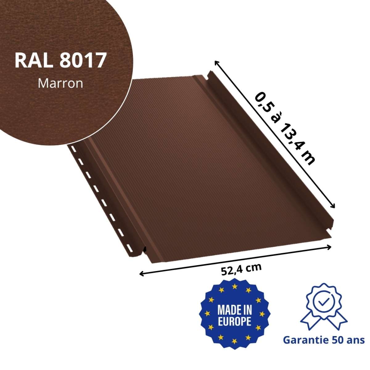 Joint debout Snap Lock semi-ondulé Marron mat