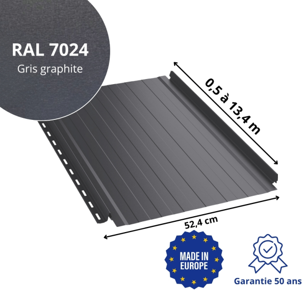 Joint debout Snap Lock ondulé Gris Graphite mat - 2