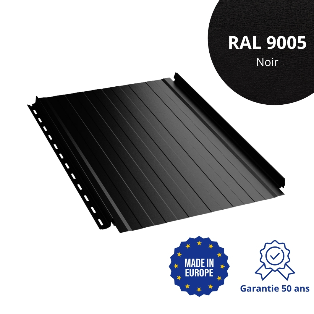 Joint debout Snap Lock ondulé Noir mat