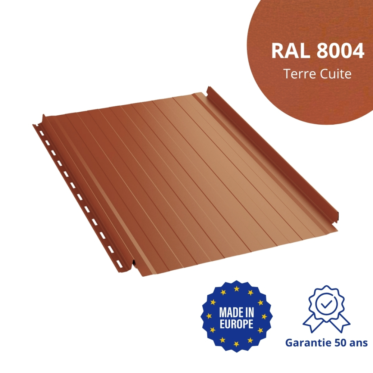 Joint debout Snap Lock ondulé Terre Cuite mat