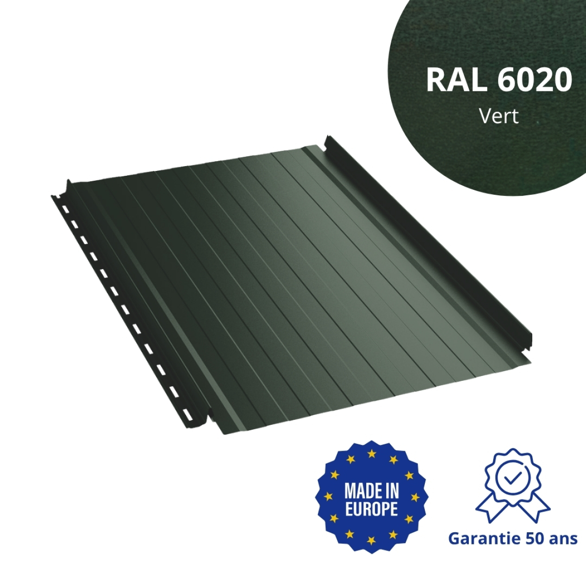 Joint debout Snap Lock ondulé Vert mat