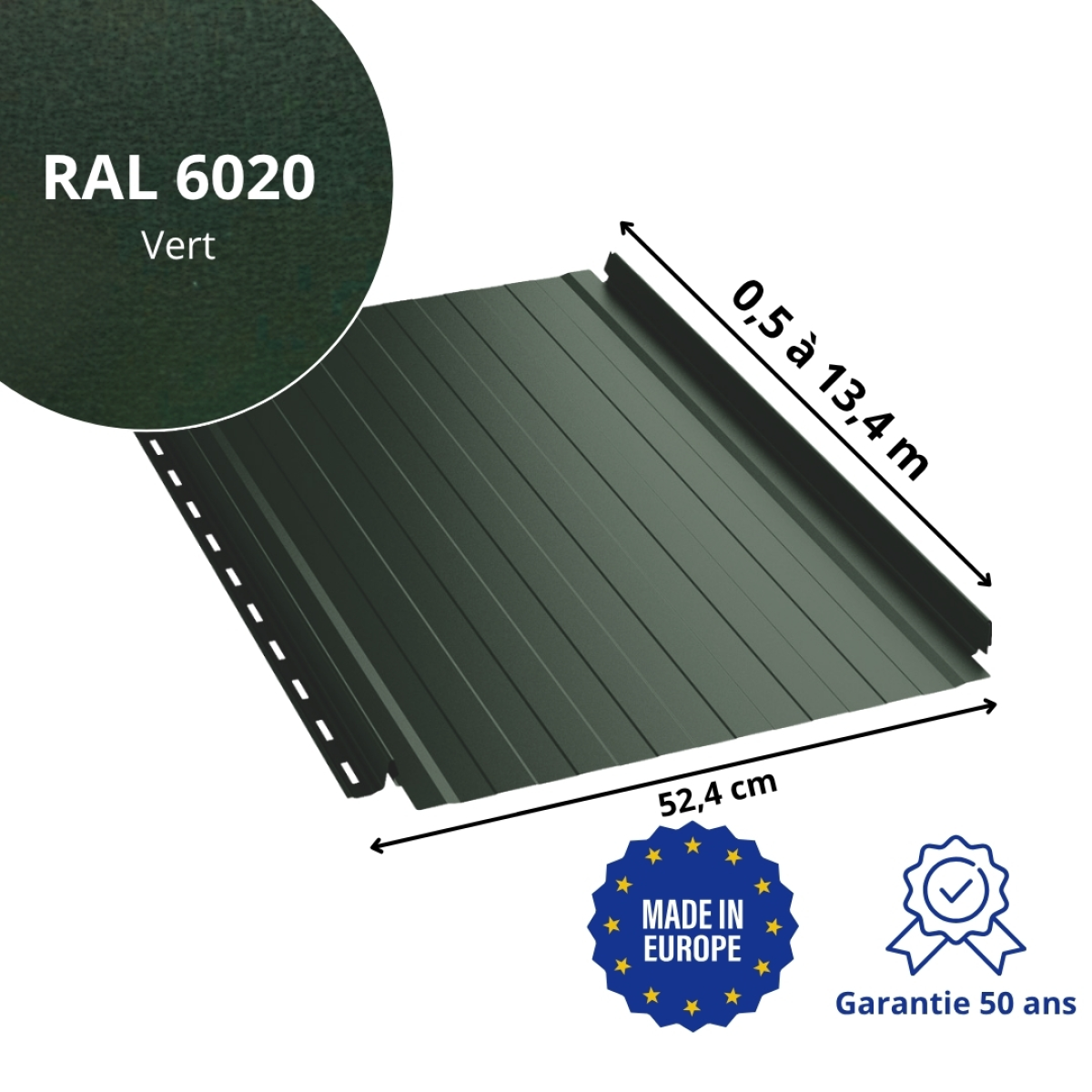 Joint debout Snap Lock ondulé Vert mat