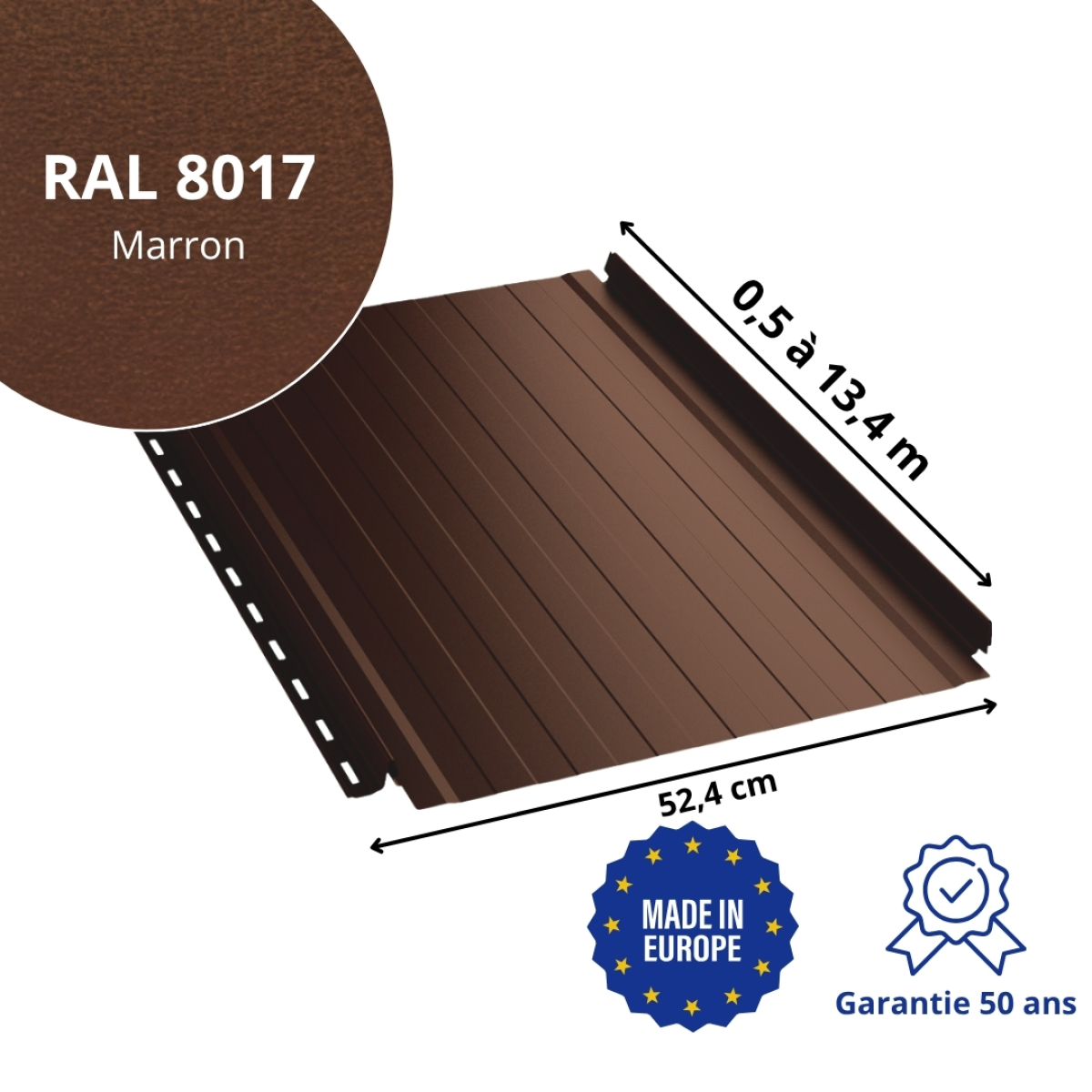 Joint debout Snap Lock ondulé Marron mat