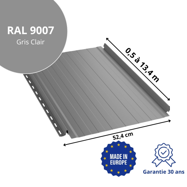 Joint debout Snap Lock ondulé Gris Clair brillant - 2