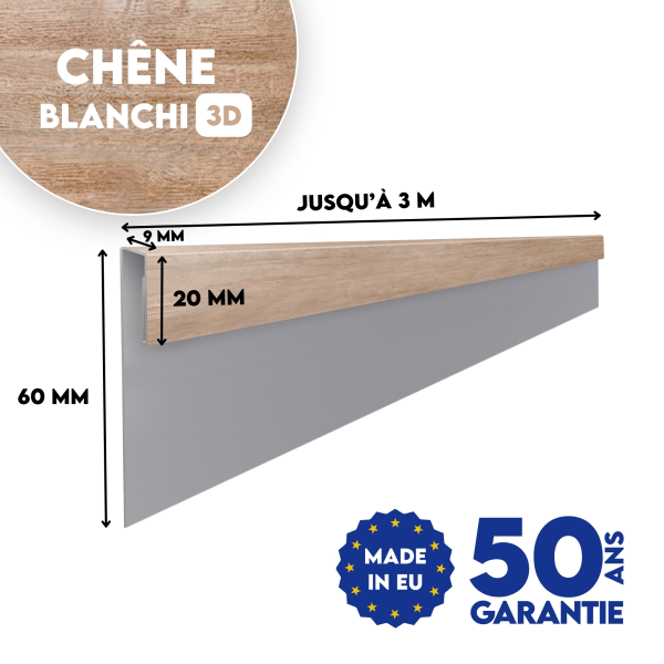 Profil d'angle J-Type finition Chêne Blanchi 3D - 2