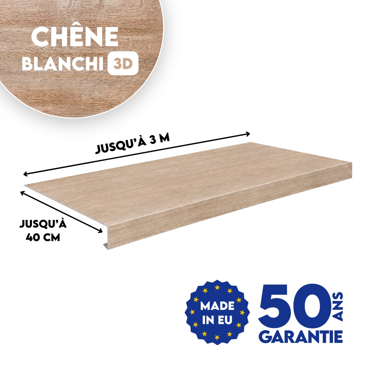 Appui de fenêtre Chêne Blanchi 3D