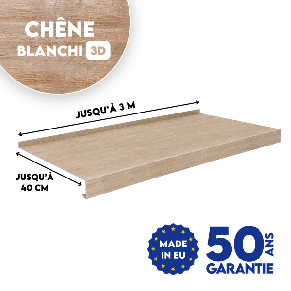 Appui de fenêtre avec rebord Chêne Blanchi 3D - 2