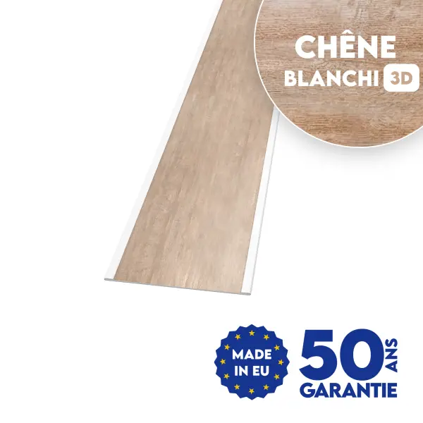 Jonction de tôle plane finition Chêne Blanchi 3D - 1