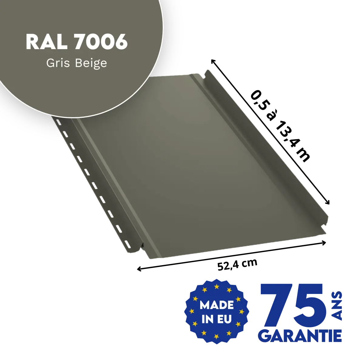 Joint debout Snap Lock Gris Beige mat