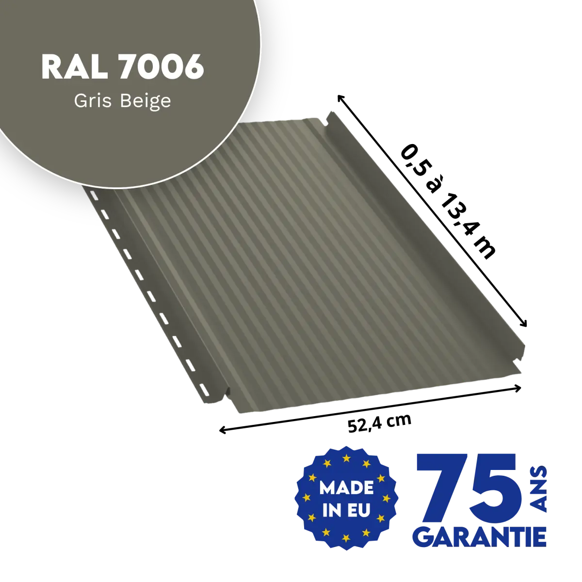 Joint debout Snap Lock micro-nervuré Gris Beige mat