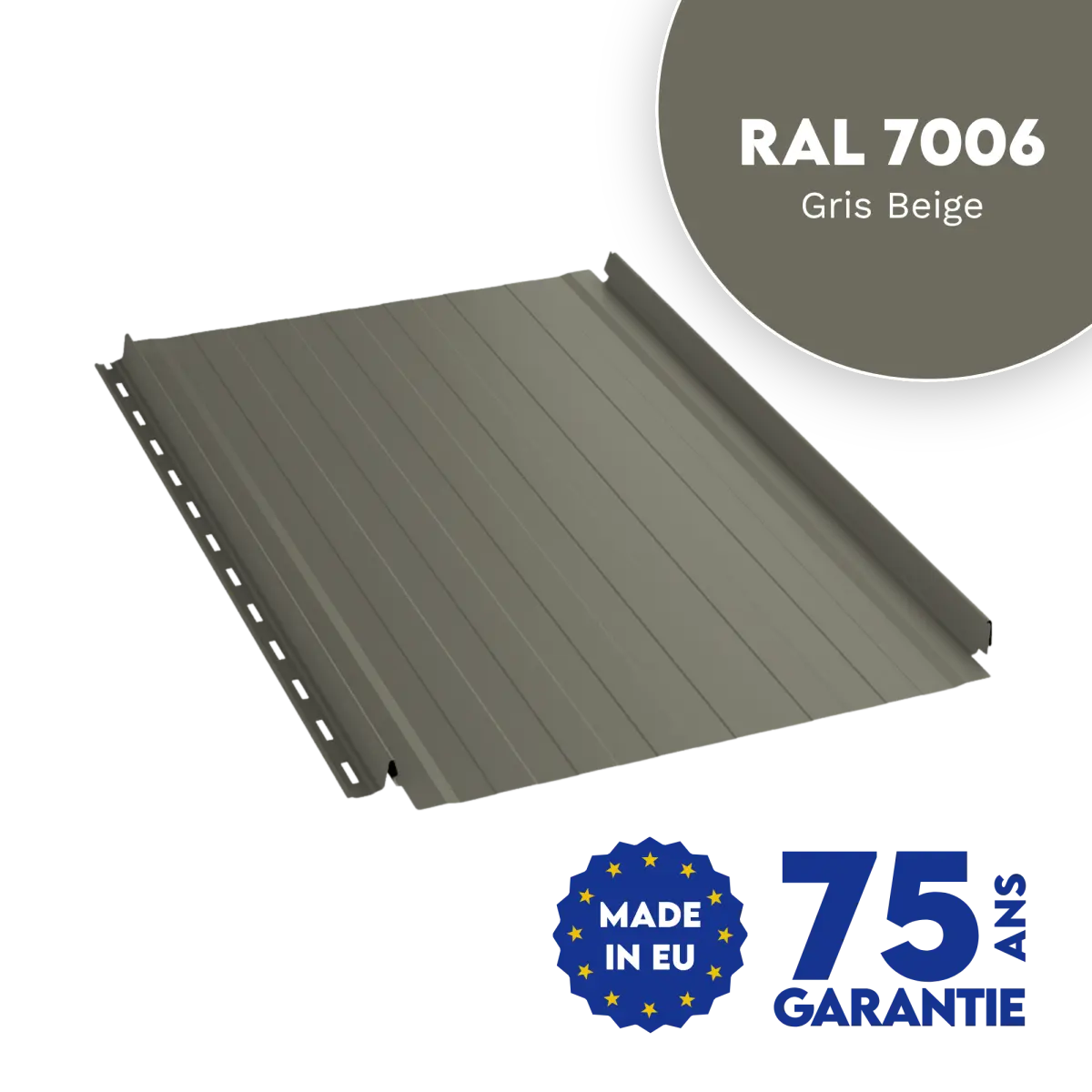 Joint debout Snap Lock ondulé Gris Beige mat