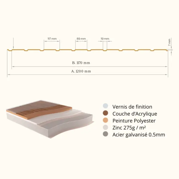 Panneau de Bardage Vario Chêne Clair 3D - 3