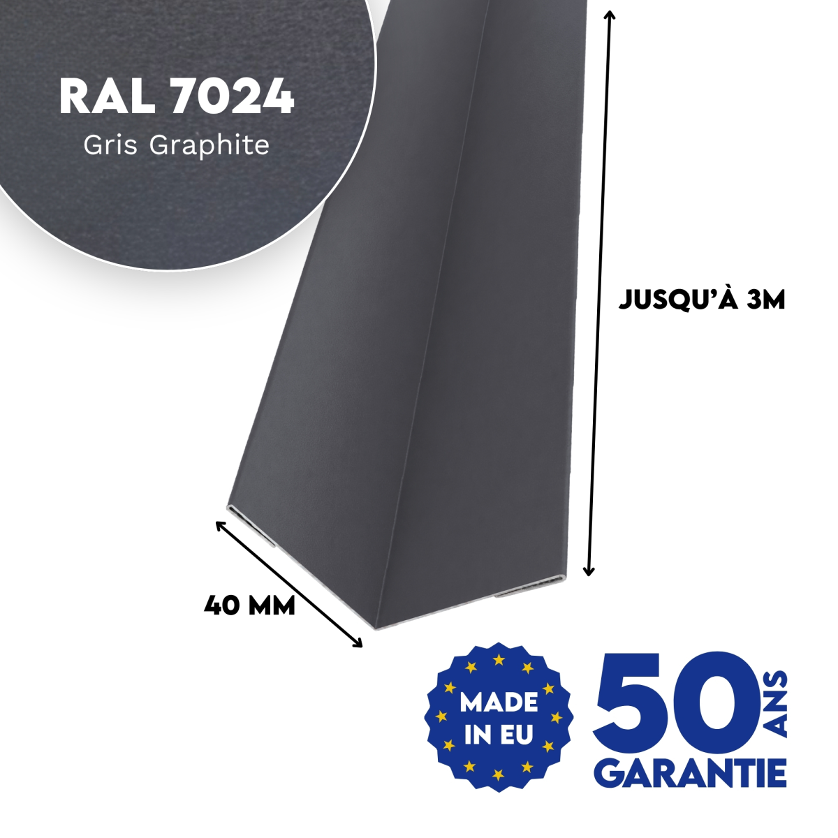 Profil d'angle intérieur Gris Graphite mat