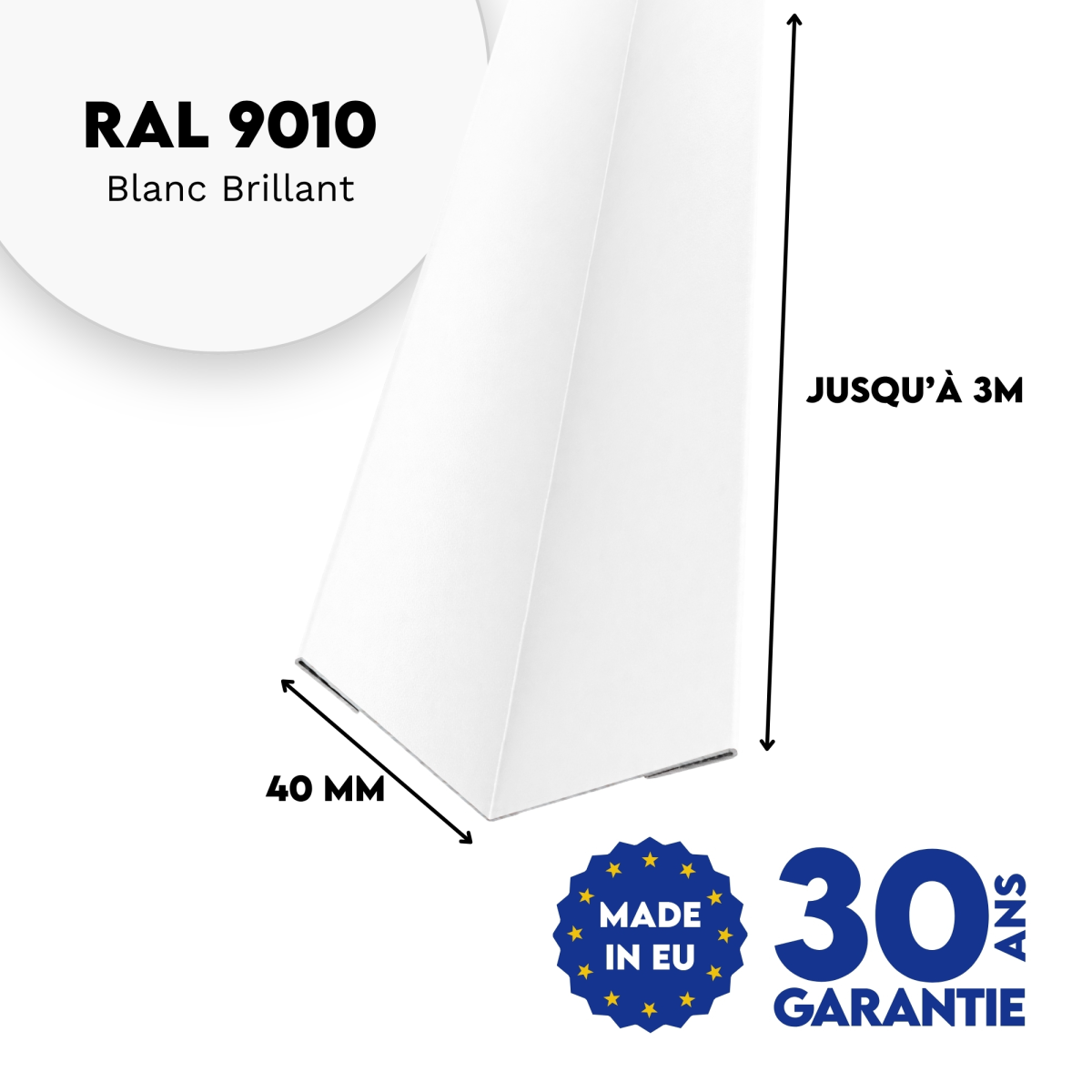Profil d'angle intérieur Blanc brillant