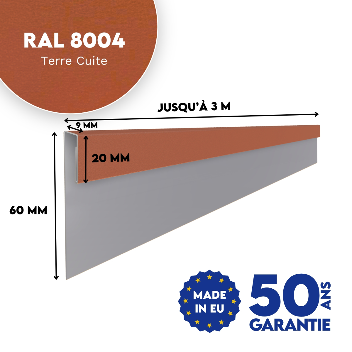 Profil d'angle J-Type Terre cuite mat