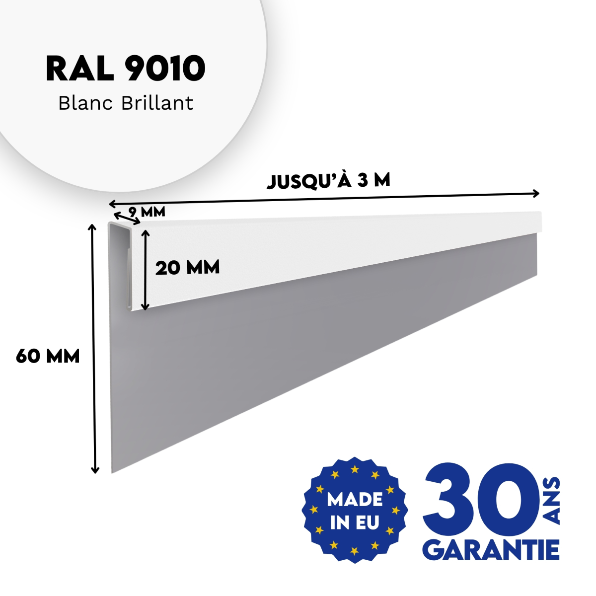 Profil d'angle J-Type Blanc brillant